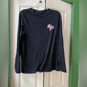 Abercrombie & Fitch Black Long Sleeve with Pink Floral Accent